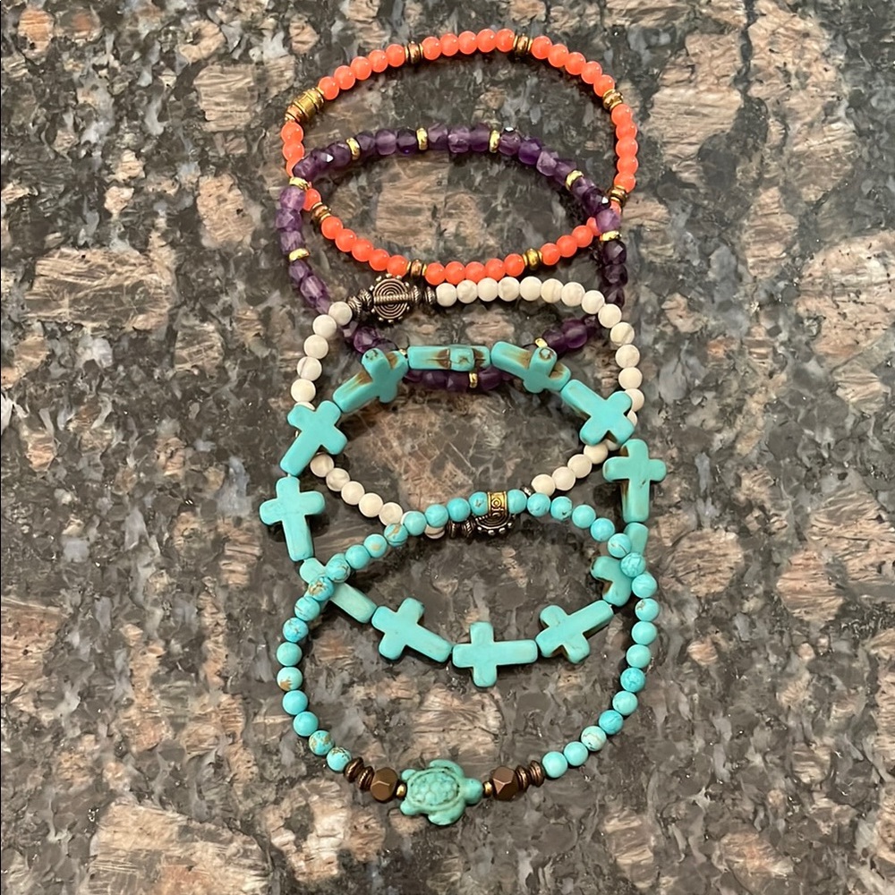 Colorful Beaded Stretch Bracelets Bundle